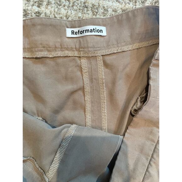 Women’s REFORMATION Relaxed Fit Lightweight Tan Mason Trousers Sz 12 - Picture 3 of 6
